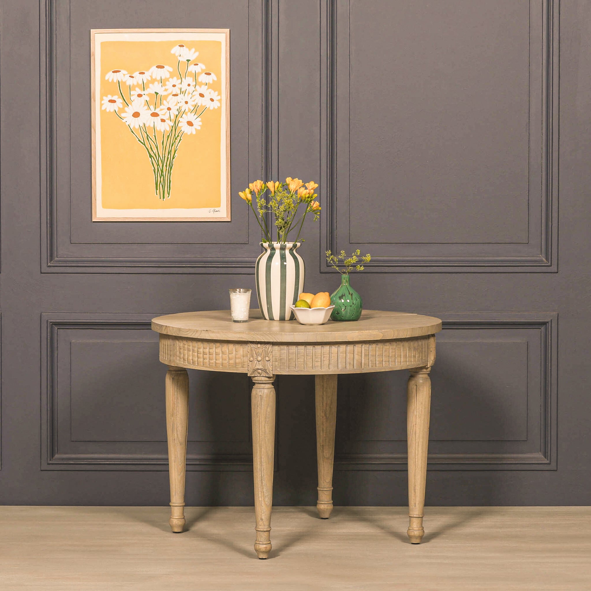 Camille White Cedar Wood Extendable Dining Table – Rustic Finish, Seats 4–8, 100–200cm
