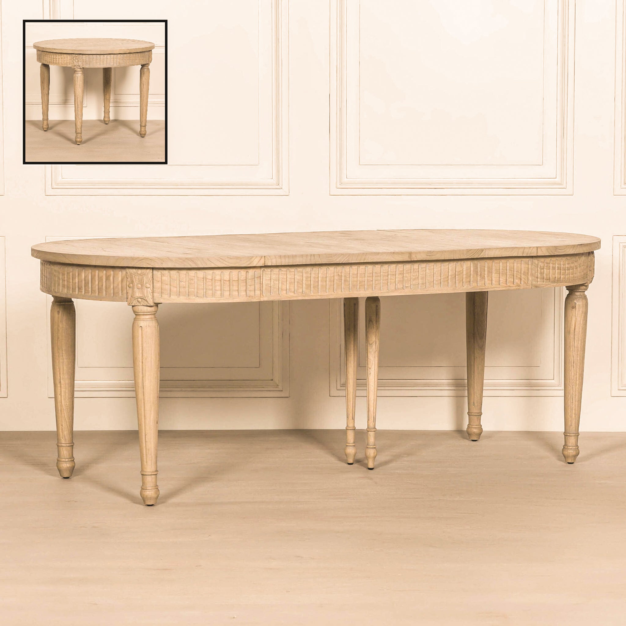Camille White Cedar Wood Extendable Dining Table – Rustic Finish, Seats 4–8, 100–200cm