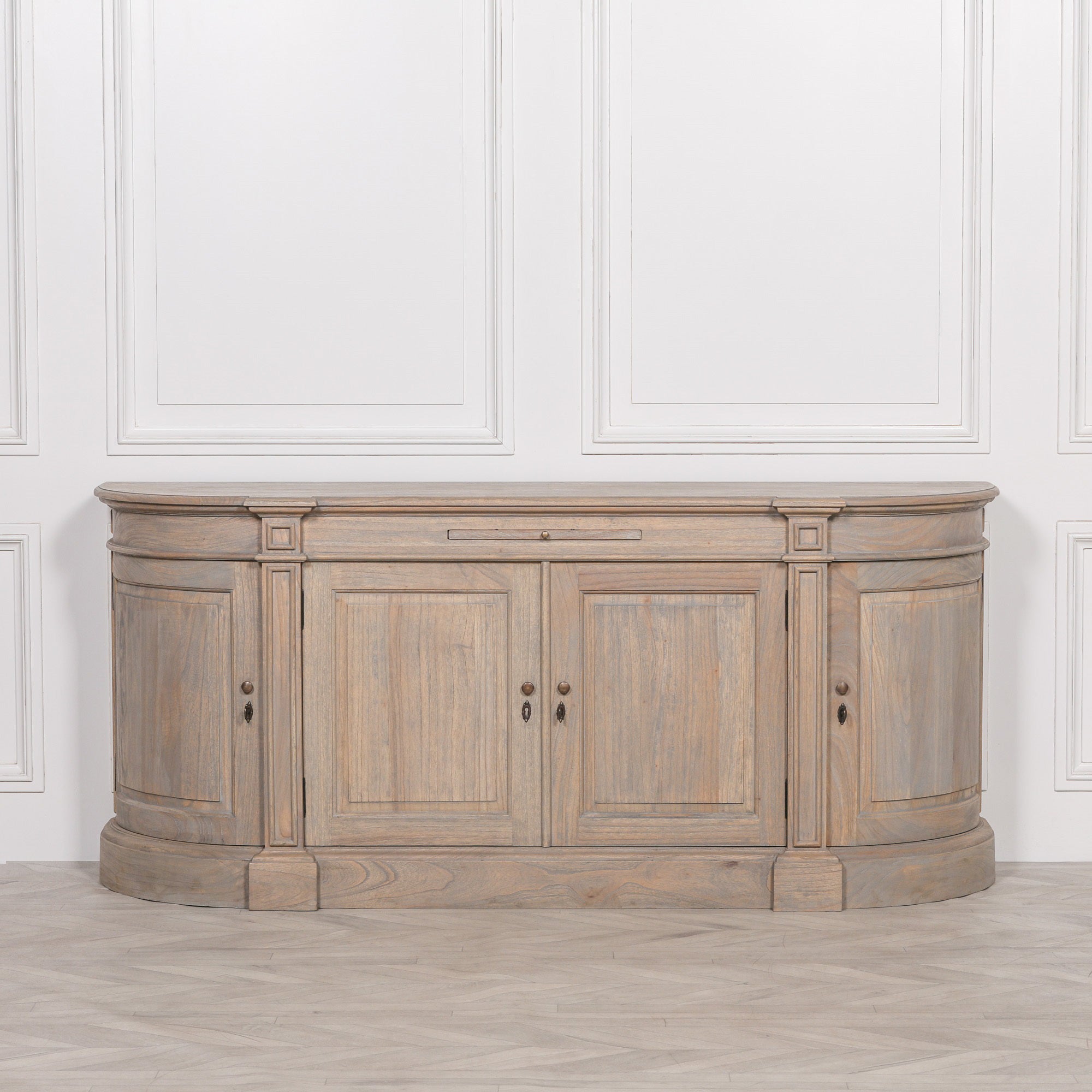 Camille French Style Large Sideboard Buffet Cabinet in White Cedar Wood – Rustic Aged Finish