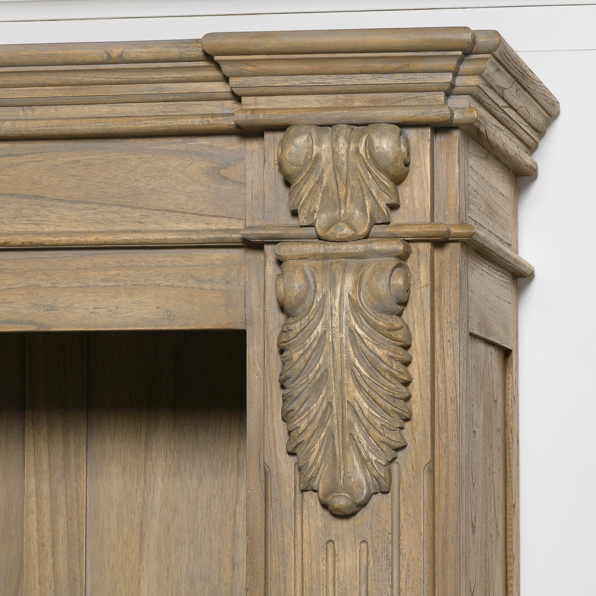 Théodore Large Rustic Open Bookcase – Hand-Carved White Cedar Wood