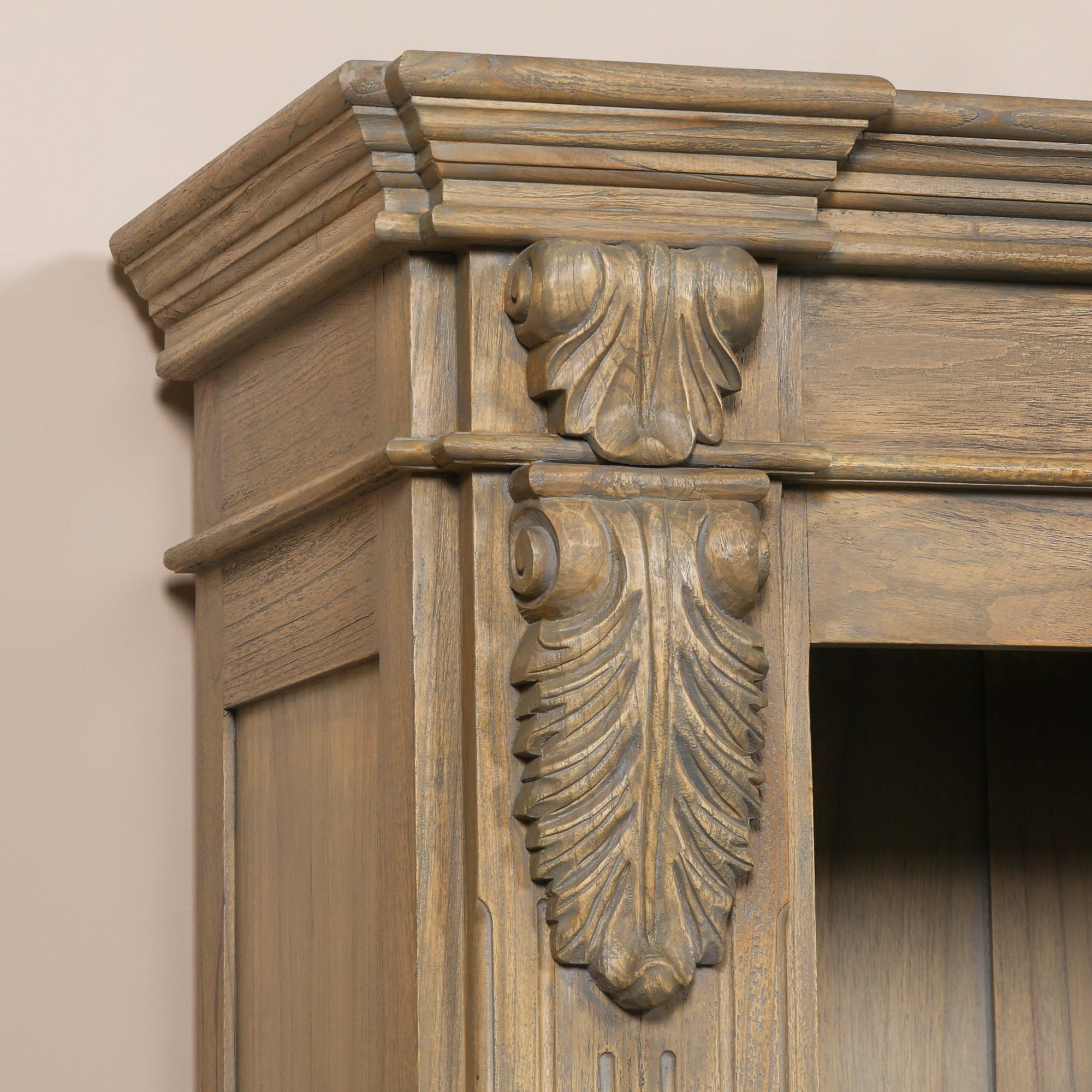 Théodore Large Rustic Open Bookcase – Hand-Carved White Cedar Wood