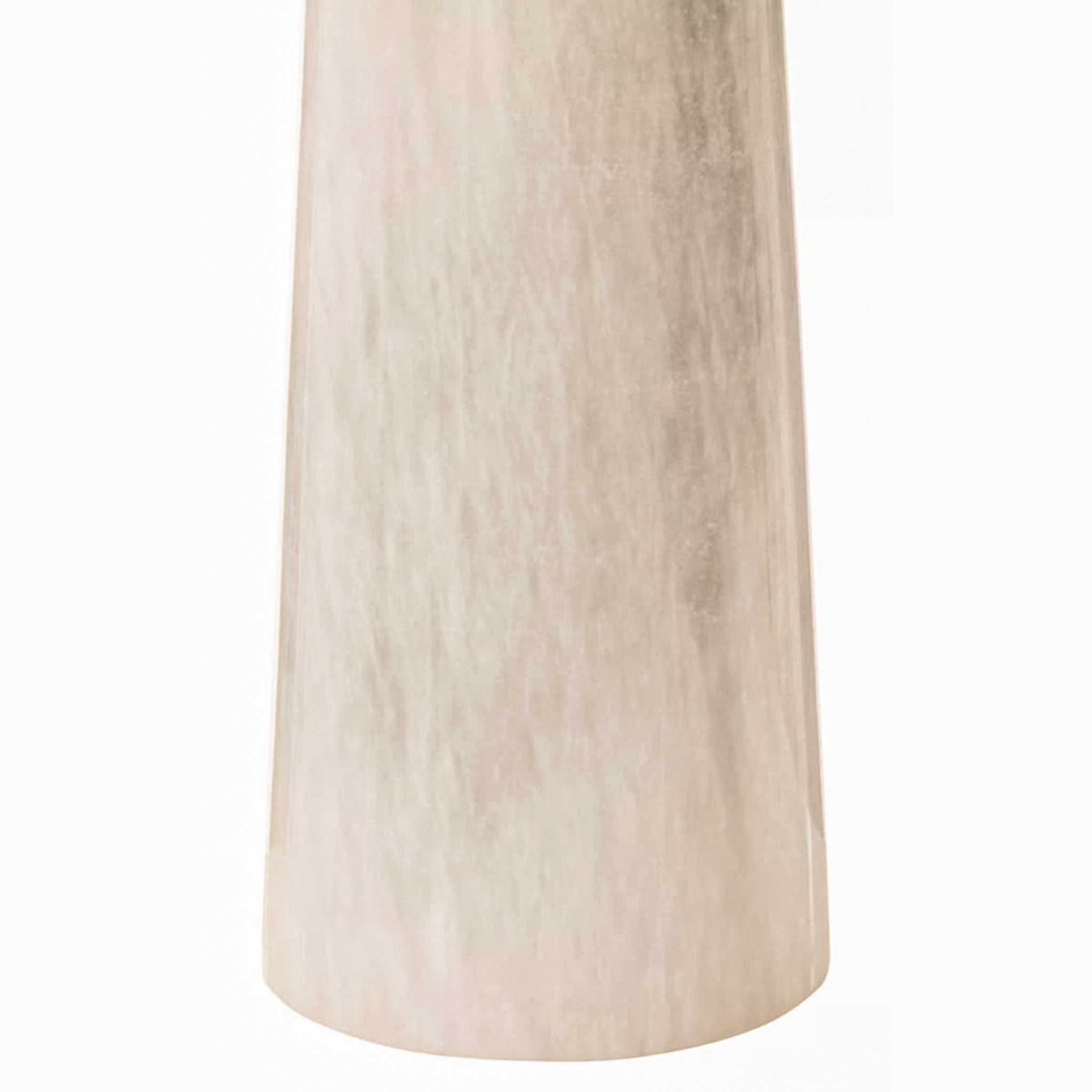 Close-up of the lower section of the Alix tapered white stone marble vase, showcasing the natural marble texture, subtle stone veining and premium handcrafted finish that creates a timeless decorative accent.