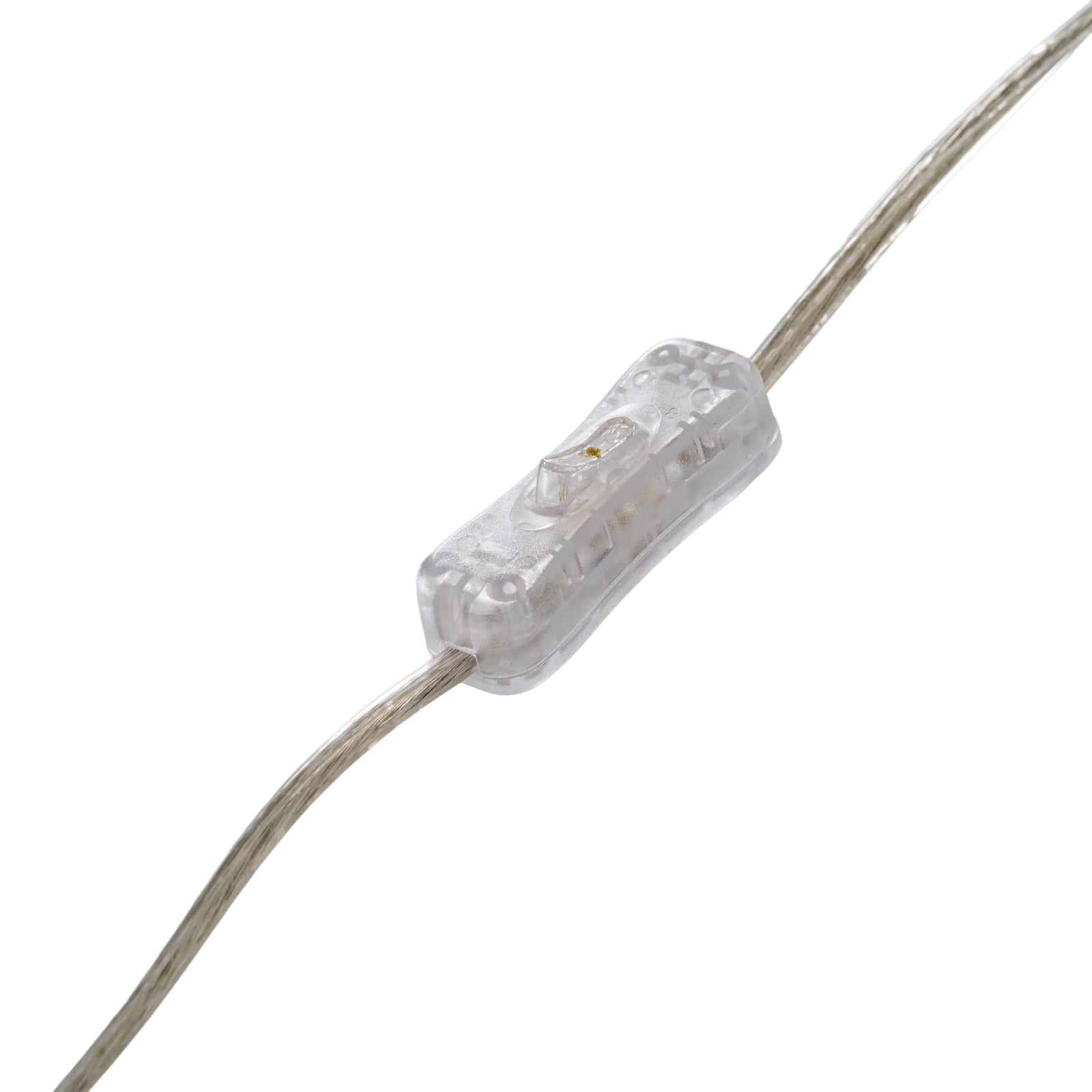 Close-up of Amélie table lamp clear power cable and inline switch shown against a white background.