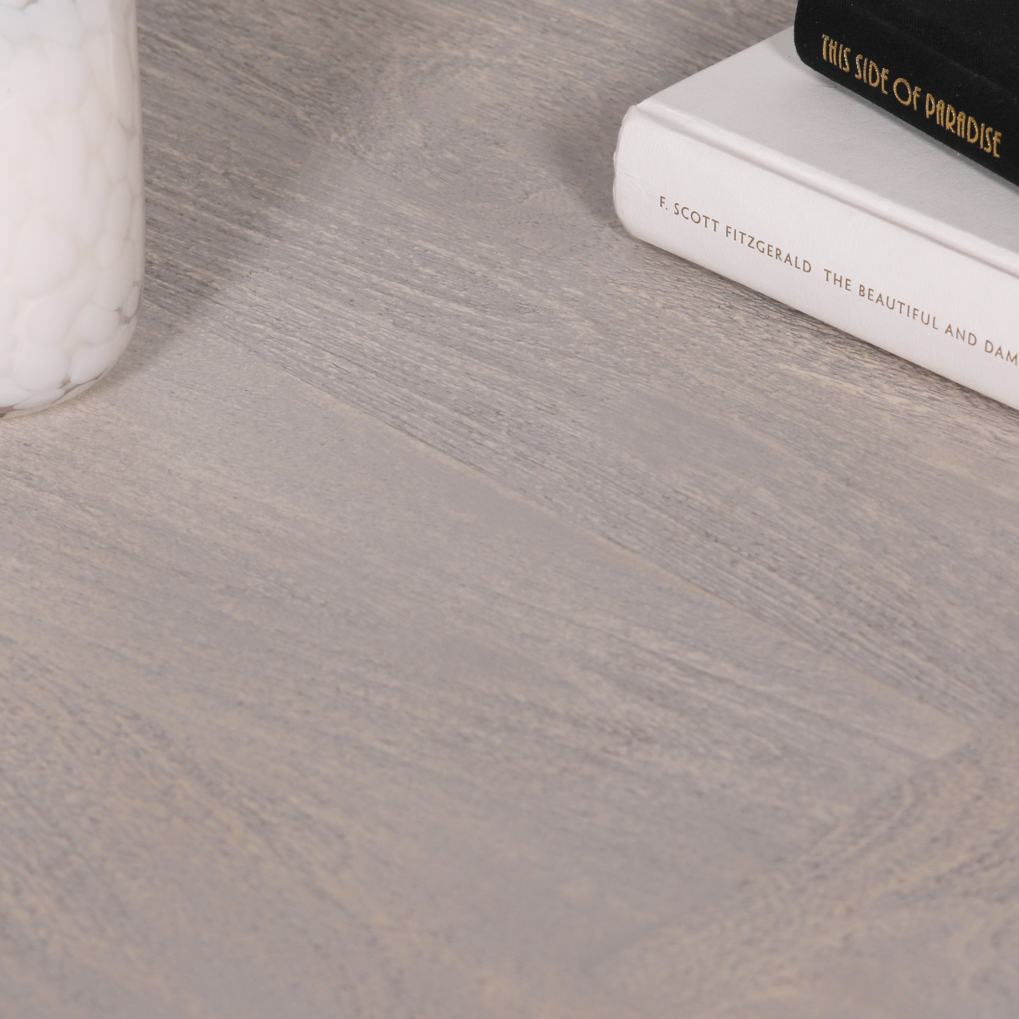 Close-up of the Camille 260cm Rustic Mango Wood Rectangular Dining Table tabletop, highlighting the natural solid mango wood grain, rustic washed finish, generous surface area and handcrafted wood texture ideal for large family dining and entertaining.