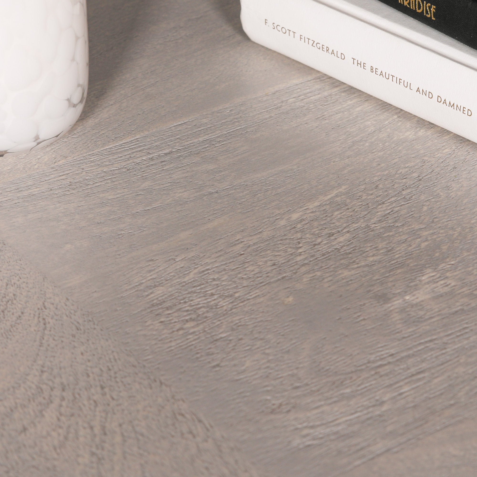 Detailed close-up of the Camille Large Rectangular Dining Table 210cm tabletop highlighting the natural Bleached Mango Wood grain, textured handcrafted finish and premium solid wood craftsmanship.