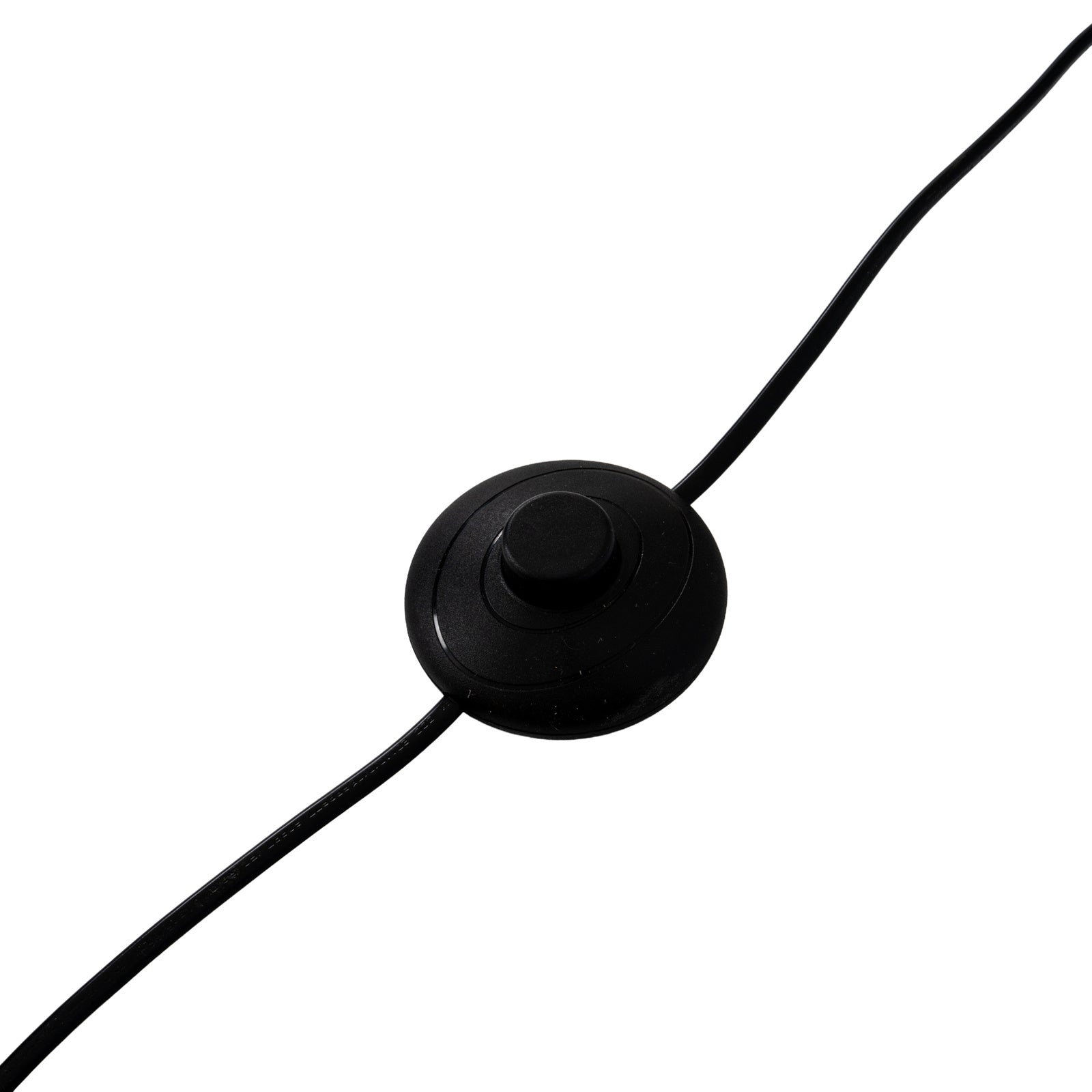 Close-up of Florent floor lamp black power cable and foot switch shown against a plain white background.