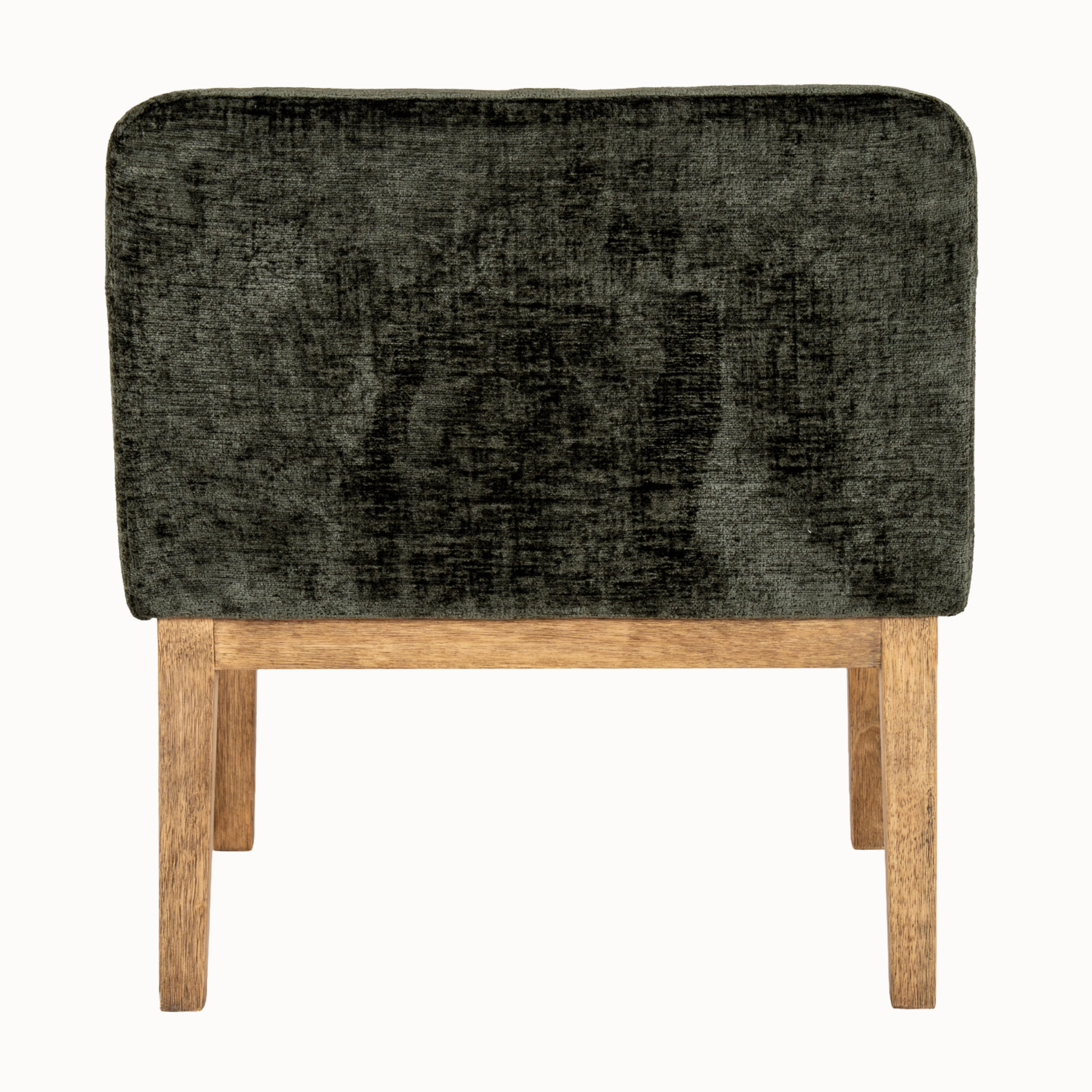 Maël Dark Green Upholstered Dining Armchair with Natural Wood Legs