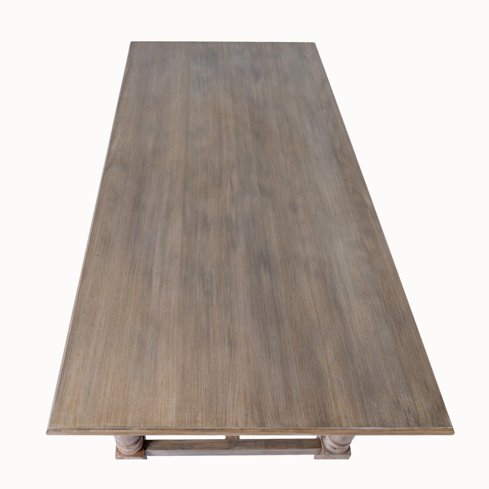 Top view of Laurent 200cm brown wood dining table showing its rectangular wood grain tabletop on a white background.