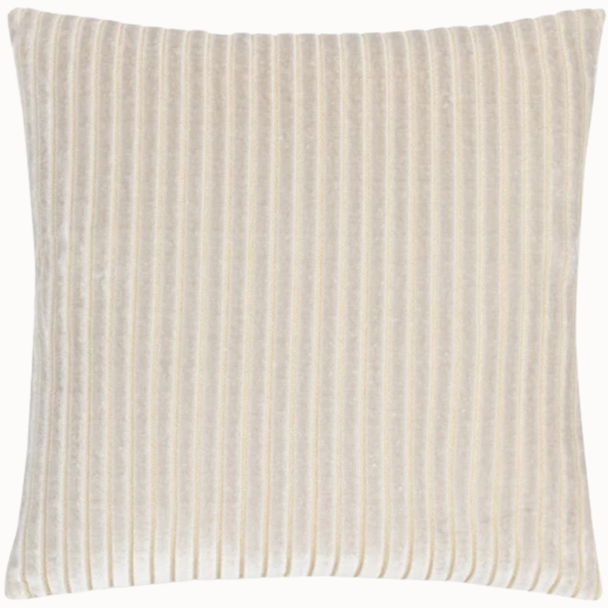 Maëva oyster cream cut velvet cushion with vertical striped texture on a plain white background.