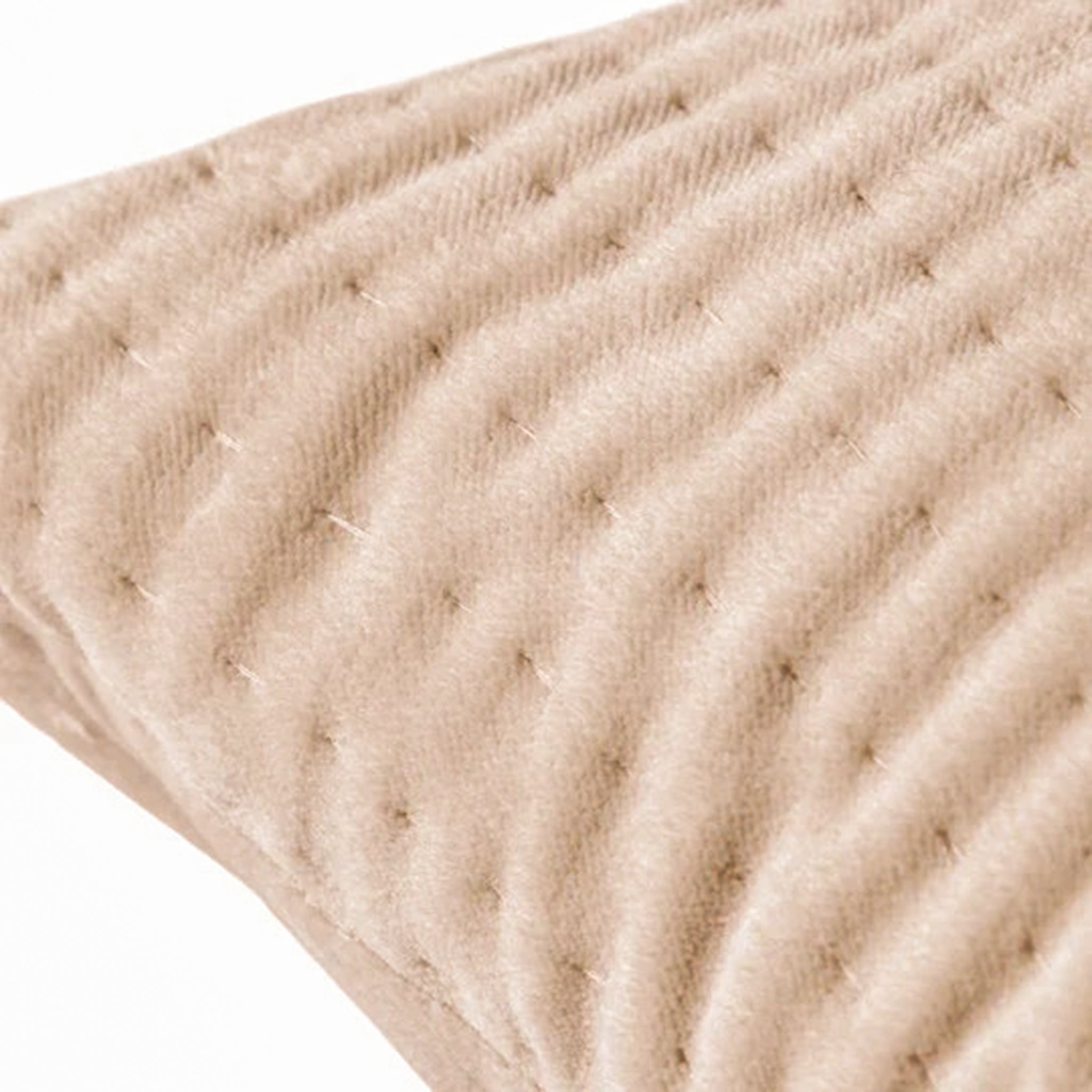 Close-up of the Maëva Embroidered Cotton Velvet Cushion in Quartz Ivory highlighting the intricate embroidered cotton velvet texture, soft quilted detailing and premium craftsmanship.