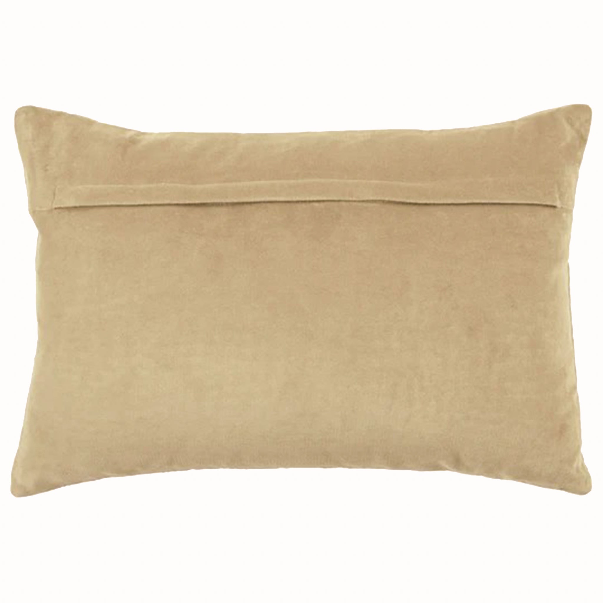 Reverse side of the Maëva Embroidered Cotton Velvet Cushion in Quartz Ivory featuring a smooth cotton velvet finish with concealed zip closure, ideal as a luxury decorative scatter cushion for sofas, armchairs and beds.