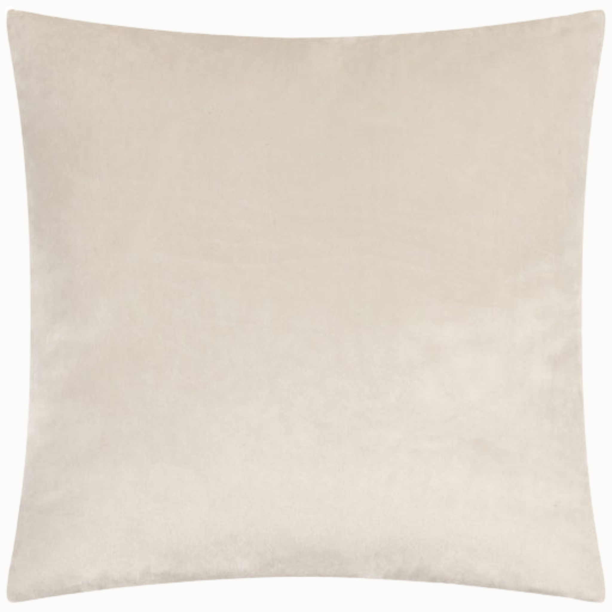 Reverse of Maëva oyster cream velvet cushion in plain soft cream fabric on a white background.