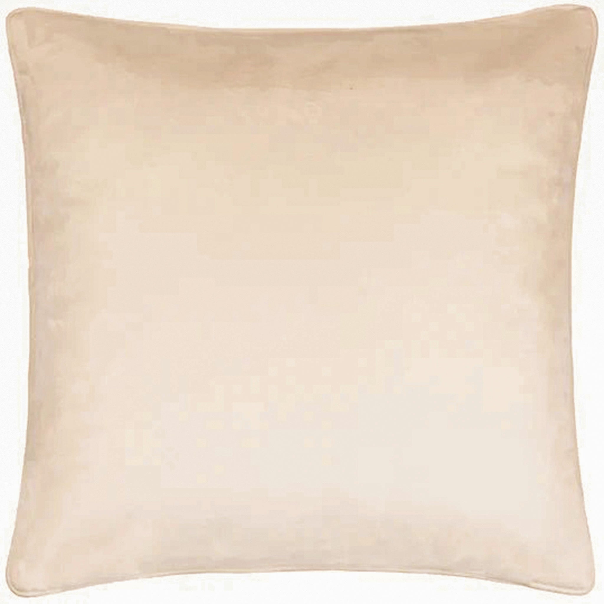 Reverse view of the Noé Maëva soft milk cream cushion, showing the smooth plain velvet back, softly padded square shape and subtle piped edge finish.