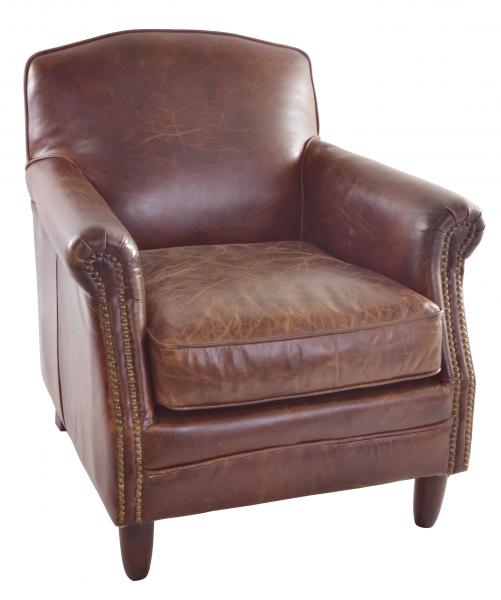 Vintage Studded Front Leather Armchair