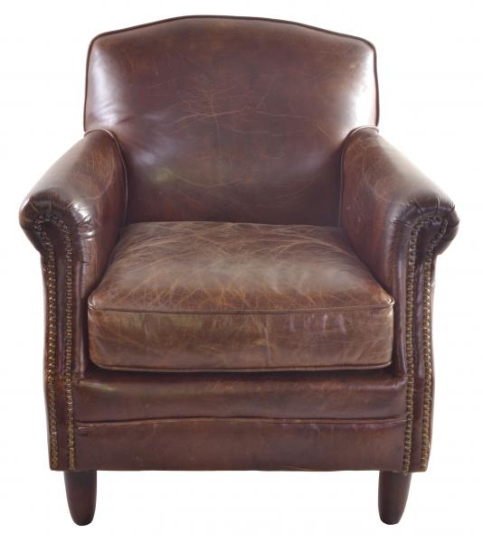 Vintage Studded Front Leather Armchair