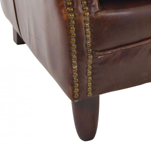 Vintage Studded Front Leather Armchair