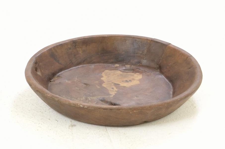 Antique Round Wooden Bowl