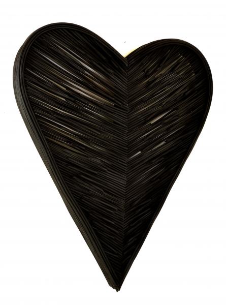 Rattan Heart Large Black