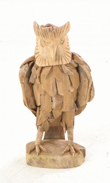 Small Teak Owl On Stand