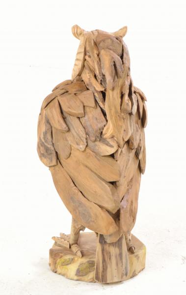 Small Teak Owl On Stand