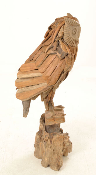 Large Teak Owl On Stand