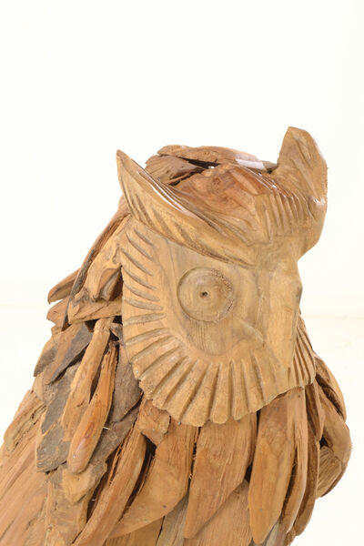 Large Teak Owl On Stand