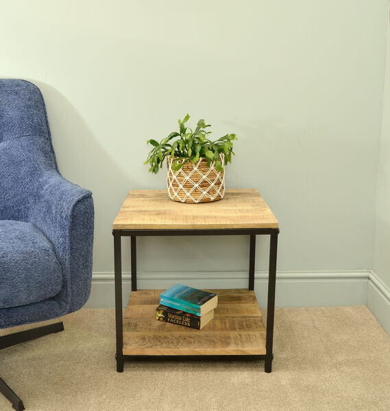 Old Empire Square Mango Lamp Table