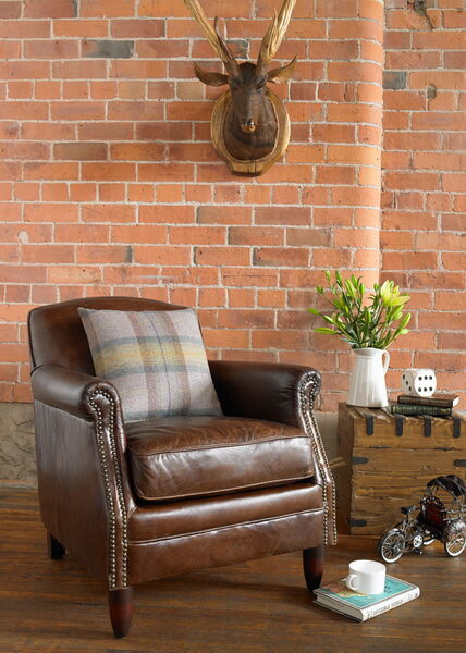 Vintage Studded Front Leather Armchair
