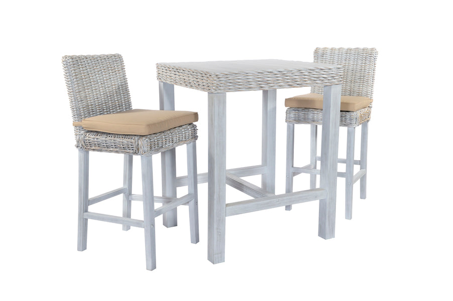 Maya White Wash Rattan Bar Table