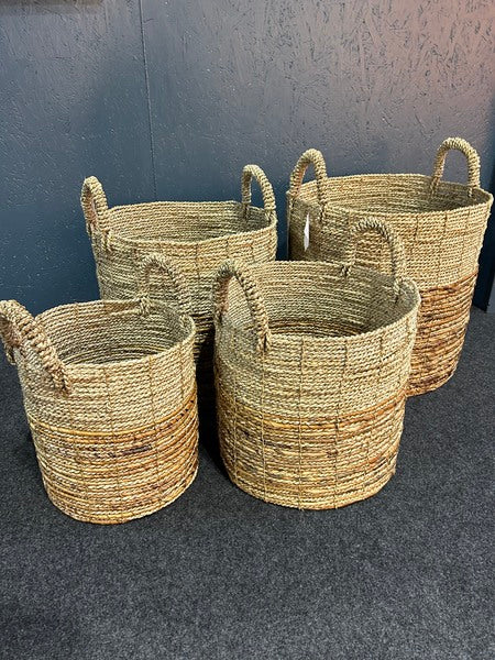 Set Of 4 Seagrass Banana Baskets