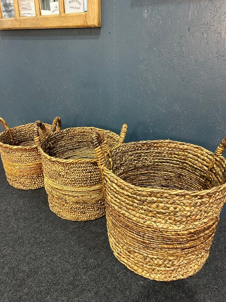 Set Of 3 Banana Baskets With Stripe