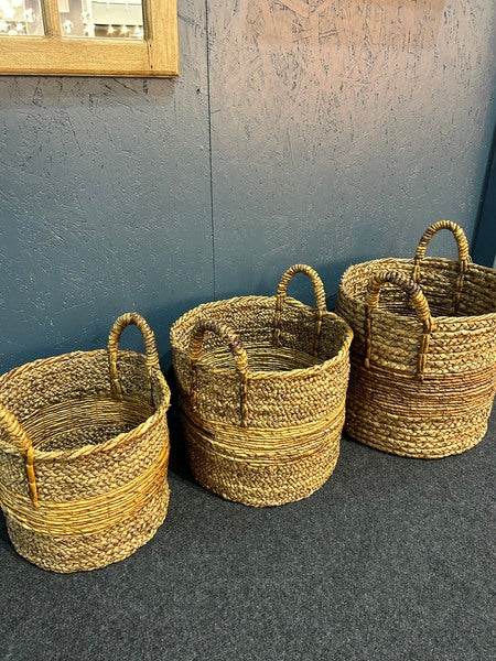 Set Of 3 Banana Baskets With Stripe