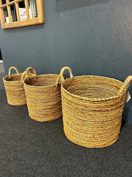 Set Of 3 Banana Twist Baskets