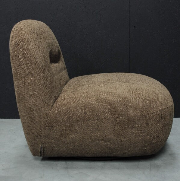 Sienna Oversized Swivel Chair In Boucle Amber, Boucle Olive, & Boucle Stone