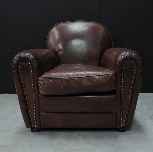 Vintage Leather Art Deco Style Armchair