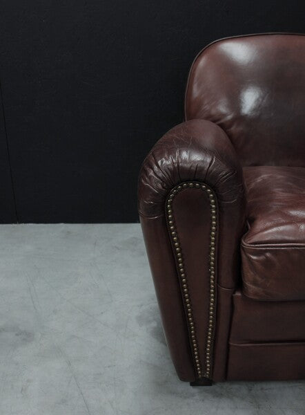 Vintage Leather Art Deco Style Armchair