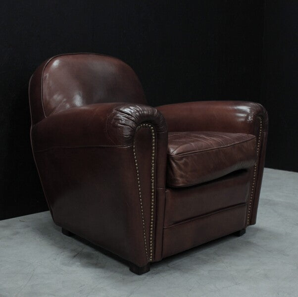 Vintage Leather Art Deco Style Armchair