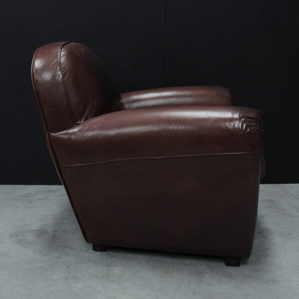 Vintage Leather Art Deco Style Armchair