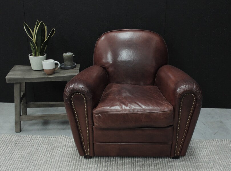 Vintage Leather Art Deco Style Armchair