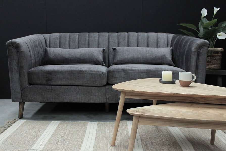 Melbah 3 Seater Sofa In Graphite and Winter Moss