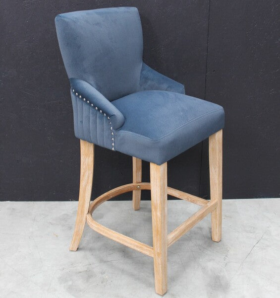 Scott Bar Stool In Velvet Dark Midnight