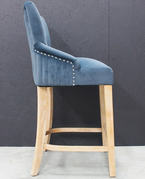 Scott Bar Stool In Velvet Dark Midnight