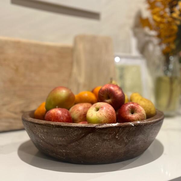 Antique Round Wooden Bowl