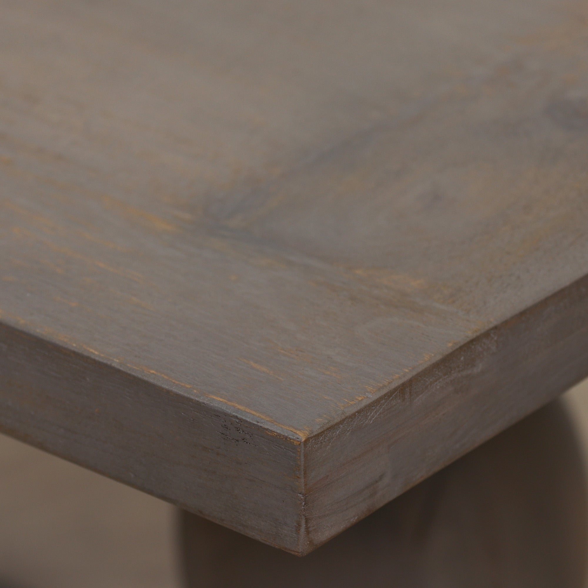 Close-up of the Théodore Large Rectangular Dining Table 210cm featuring the handcrafted Rustic Mango Wood tabletop corner, thick solid wood construction, refined edge profile and beautifully textured natural wood grain.
